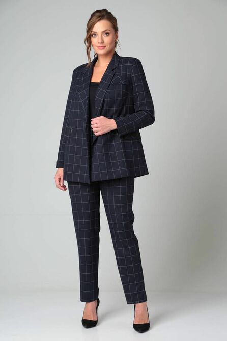 Костюм брючный TVIN 8140 синий/клетка