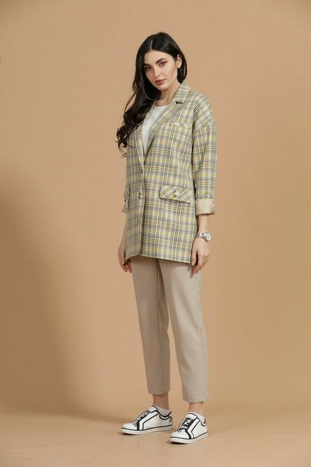 Брюки, Блуза, Жакет Твой имидж 1517 беж+клетка