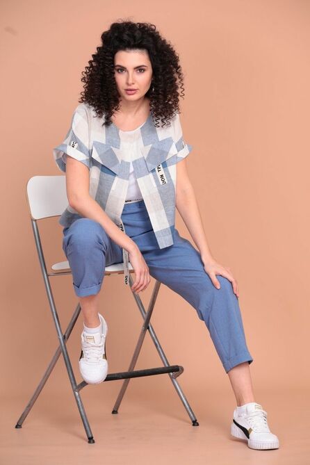 Костюм с блузкой Твой имидж 1370 голубой