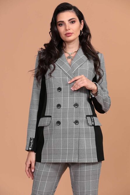 Костюм брючный Твой имидж 1330 серое+черное