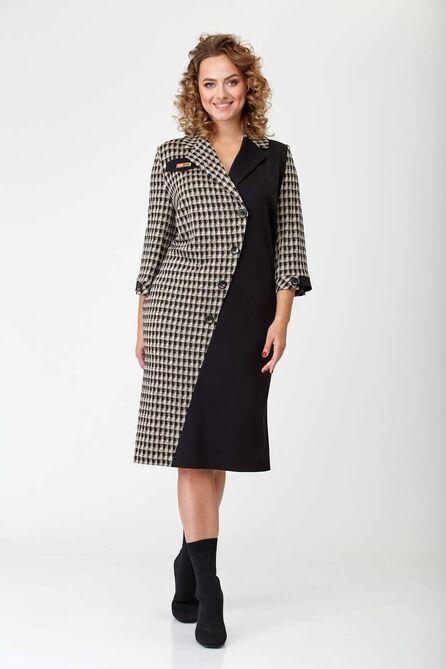 Повседневное платье Твой имидж 1138 черный+горчица