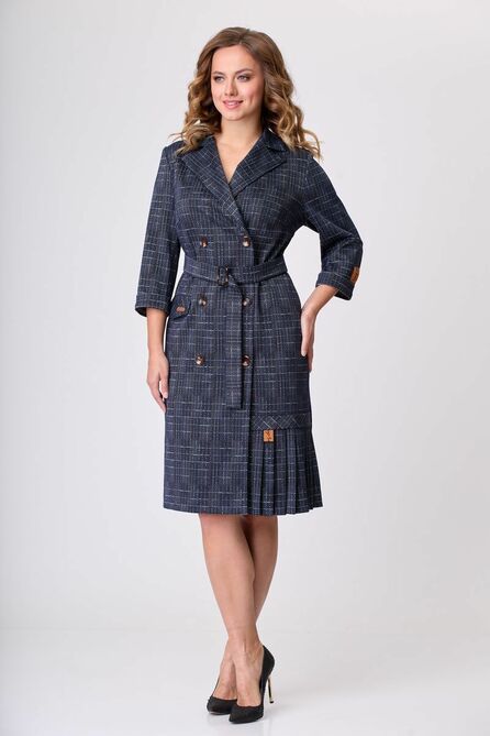 Повседневное платье Твой имидж 1283 синий+клетка