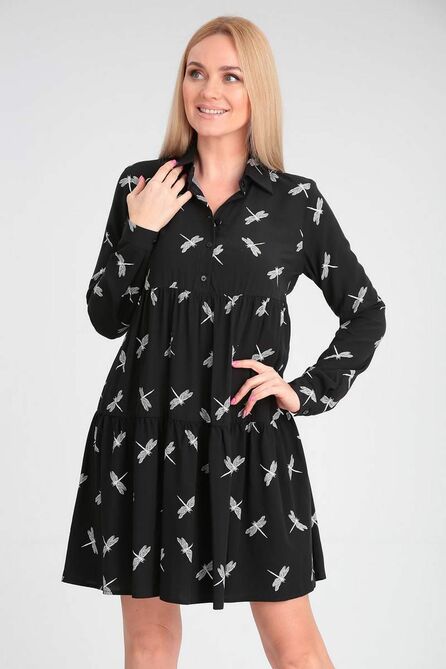 Повседневное платье Vasalale 696 черный/принт