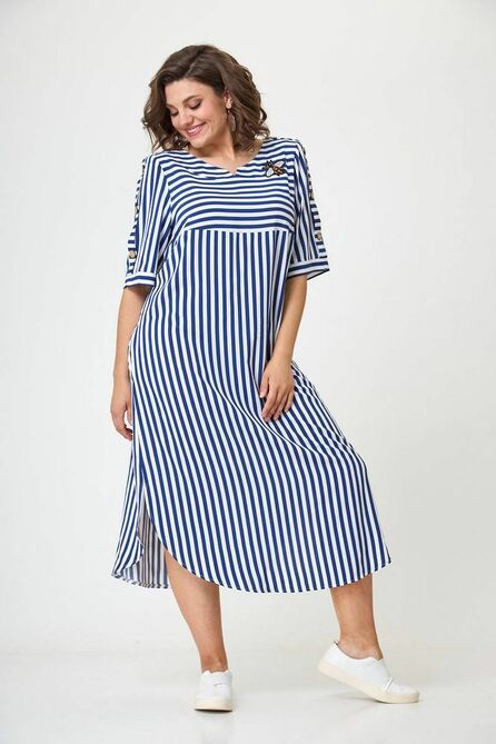 Повседневное платье Vasalale 671 бело-синий