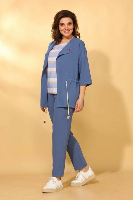 Кардиган, Брюки, Блуза Vilena 584 джинс/полоска