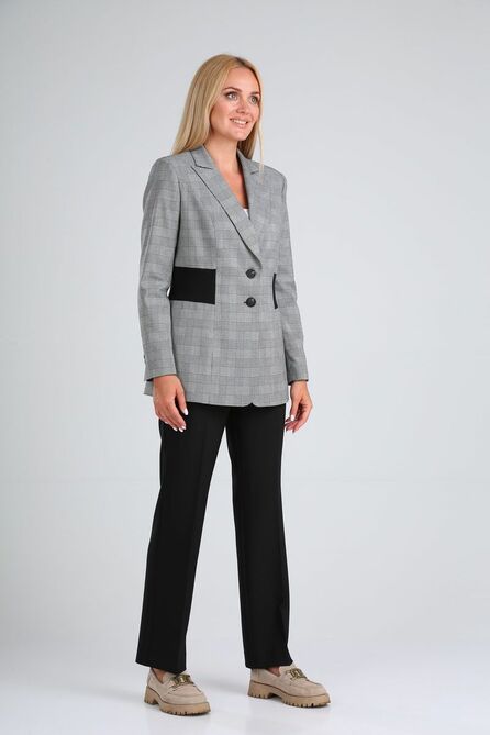 Костюм брючный Vilena 736 серая_клетка