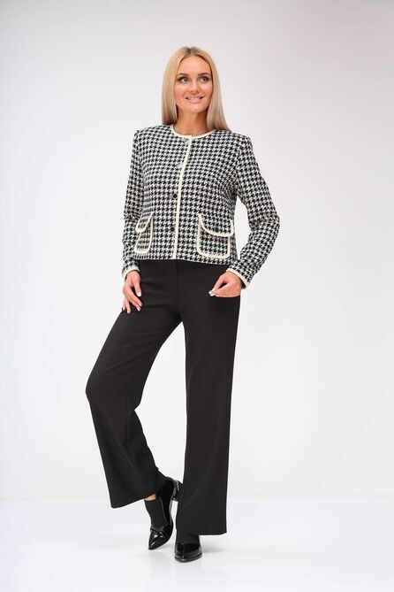 Костюм брючный Vilena 747 гусиная_лапка+черный