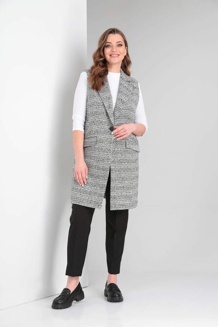 Костюм брючный Vilena 744А черно-белый+черный