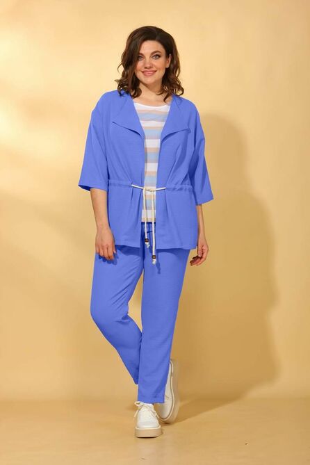 Кардиган, Брюки, Блуза Vilena 584 василек+полоска