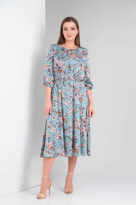 Вечернее платье Vilena 800 голубая_сталь+цветы