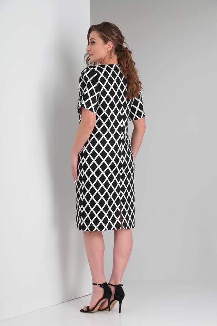 Повседневное платье Vilena 807 черно-белый+сирень Повседневное платье Vilena 807 черно-белый+сирень