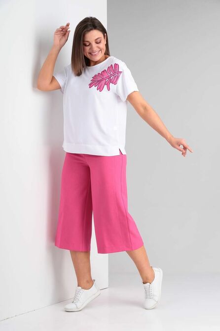 Брюки, Блуза Vilena 813 белый+фуксия