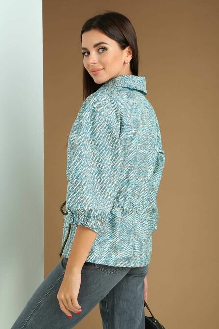 Куртка Viola Style 6036 голубой_с_желтым_принт