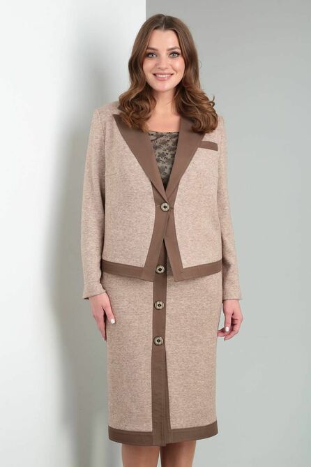 Юбочный костюм Viola Style 2680 бежевый