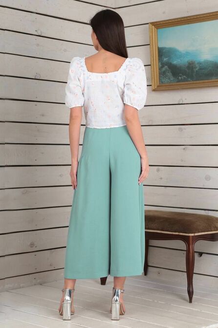 Костюм брючный Viola Style 20596 белый-мятный