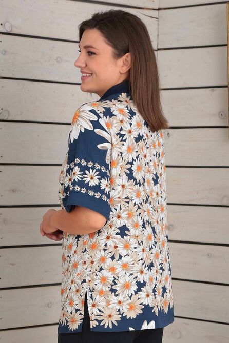 Блузка Viola Style 1157 синий_в_цветы