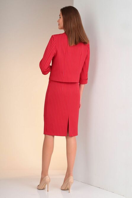 Юбка, Жакет, Топ Viola Style 3451 красный_в_полоску