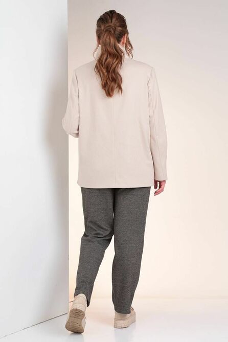 Костюм брючный Viola Style 20616 бежевый_-_черный_с_коричневым