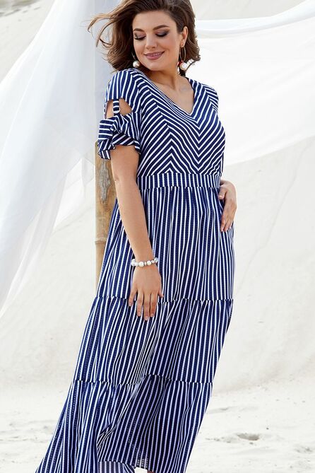 Повседневное платье Vittoria Queen 15623 дизайн_полоска_синий+белый