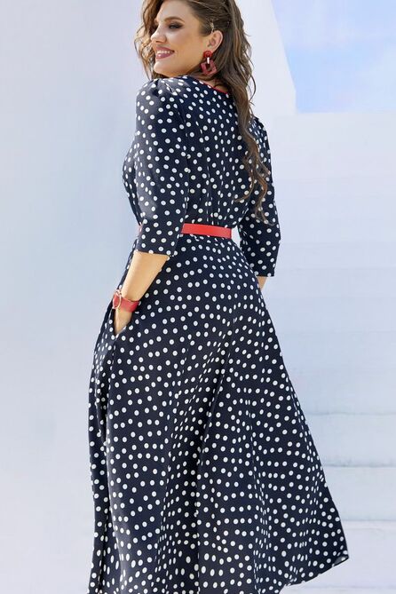 Вечернее платье Vittoria Queen 16283/1 дизайн_горох_синий+белый