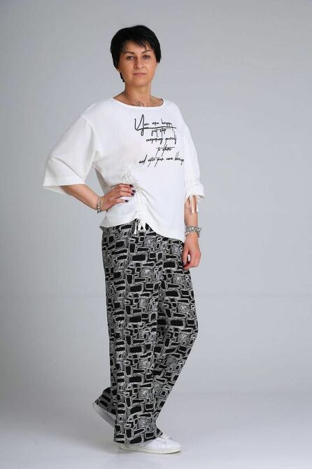 Брюки, Блуза ZigzagStyle 385 белый-черный