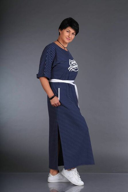 Повседневное платье ZigzagStyle 352 синий/белый